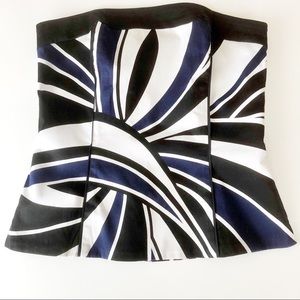 WHBM Bustier 0 White Black Blue Slight Peplum